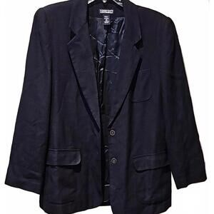 Lands' End linen blend navy blazer size 10
